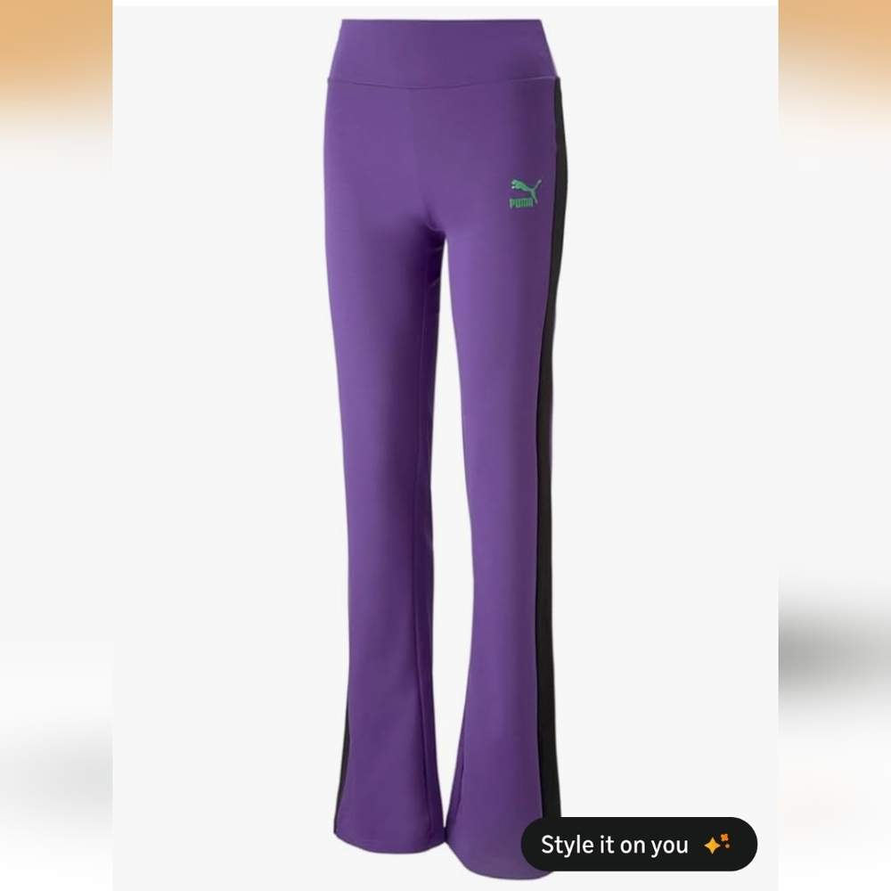 PUMA X Dua Lipa T7 Pants Royal Purple XS Womens Flare Puma Collaboration Piece
